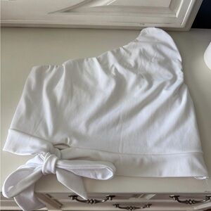 White One-Shoulder Top with Bow